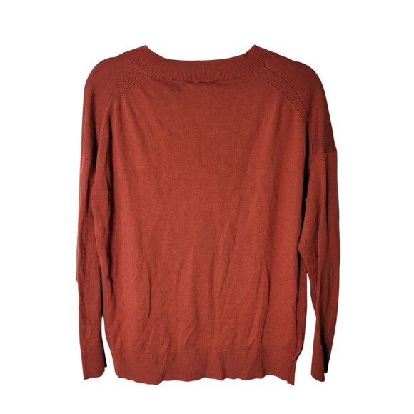 Matty M Womens Sz L Rust Solid Long Sleeve V-Neck Sweater - Picture 5 of 10